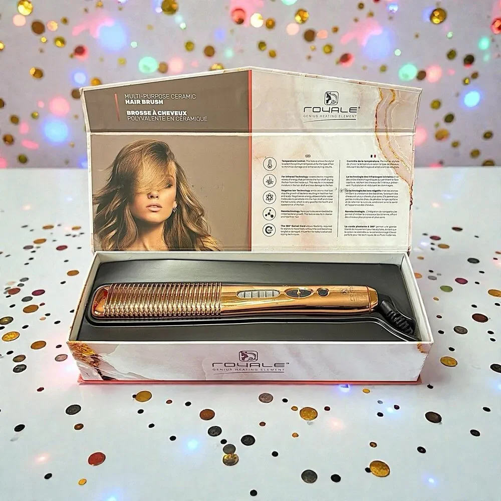Royale Multi-Purpose Ceramic Hair Brush in Glossy Rose Gold Brand New In Box